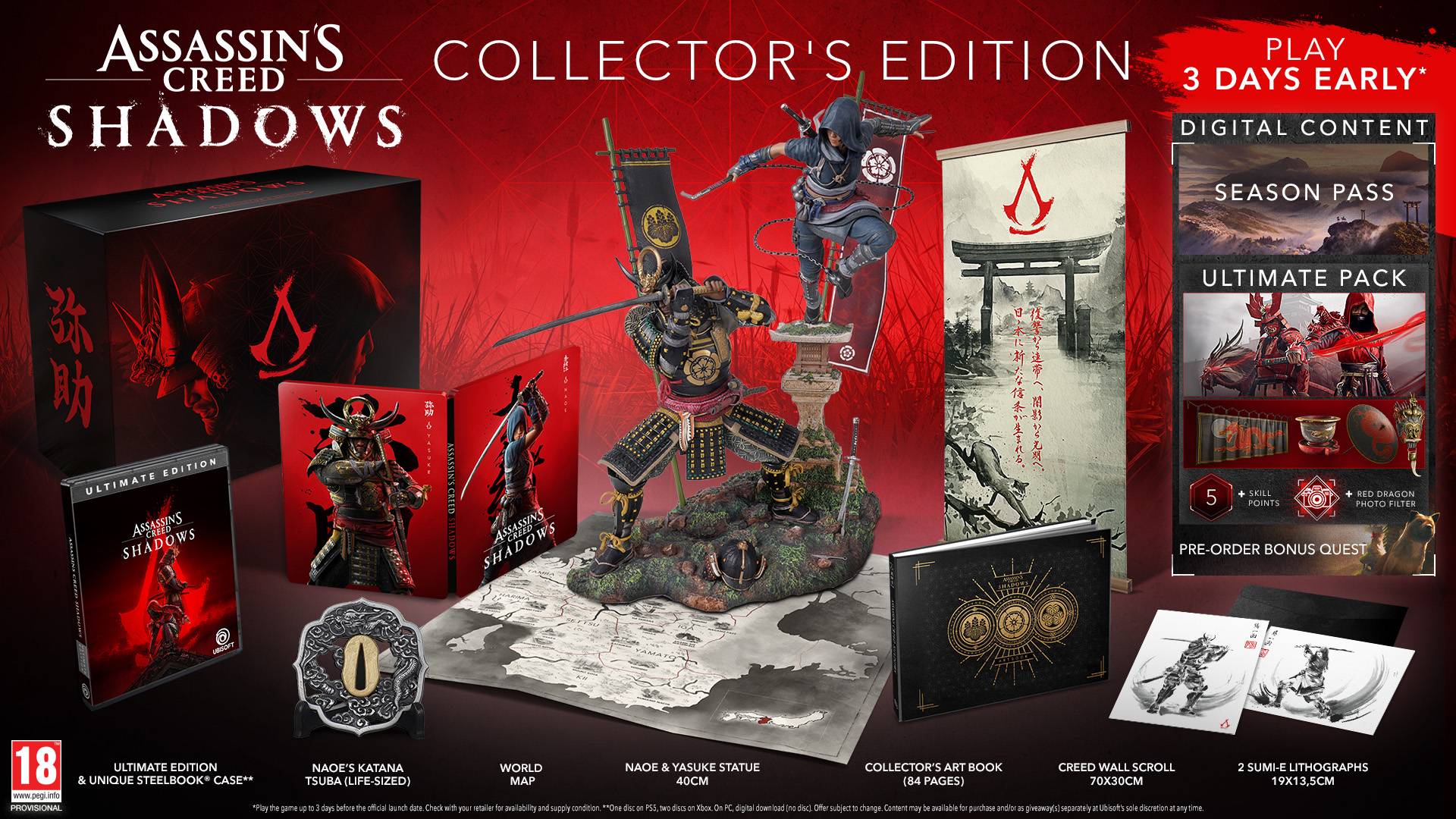 בובת אספנות לסוני פלייסטיישין 5-Assassin's Creed Shadows Collector's Edition